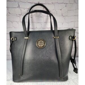 Deluxity Los Angeles Women's Tote‎ Bag Black Vegan  17" x 12" Jet Set Travel